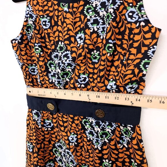 Tory Burch Melanie Linen Floral Print Shift Dress Size 6 Sleeveless Career Fall - Picture 5 of 14